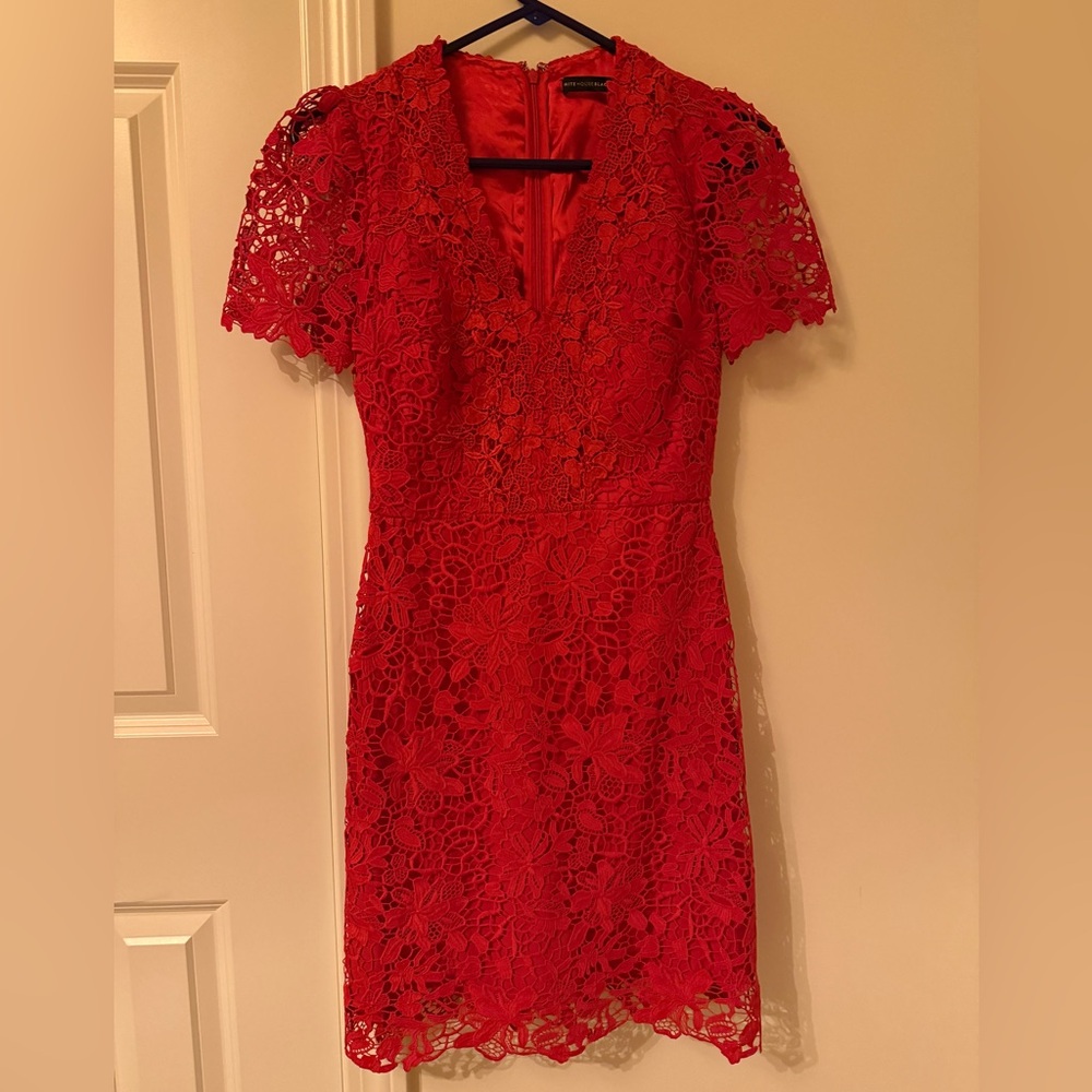 White House Black Market Red Lace Mini Dress